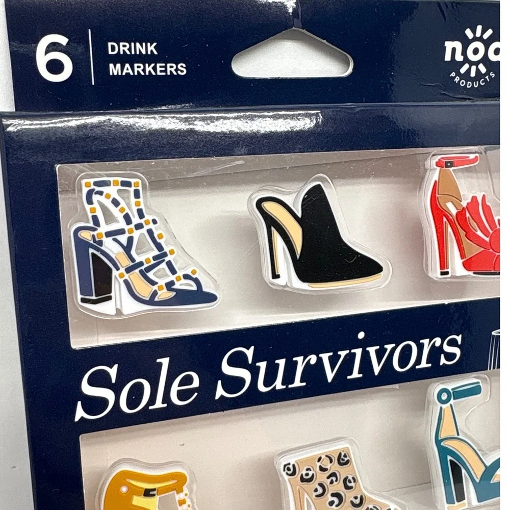 Nod Sole Survivors Shoe Drink Markers Posh‎ Wine Charms Set of 6 Host Party Gift